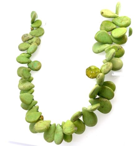 16”-20” Green Teardrop Turquoise Necklace w/ 925 SS Clasp 72.5g