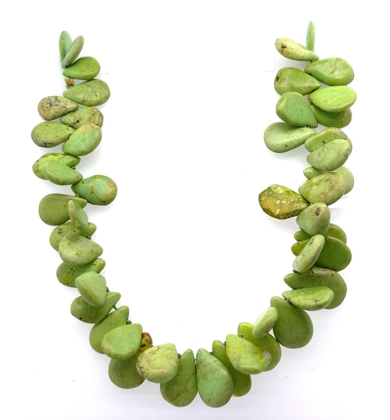 16”-20” Green Teardrop Turquoise Necklace w/ 925 SS Clasp 72.5g - Image 2