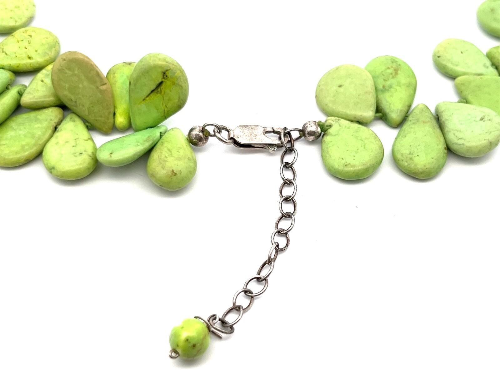 16”-20” Green Teardrop Turquoise Necklace w/ 925 SS Clasp 72.5g - Image 4