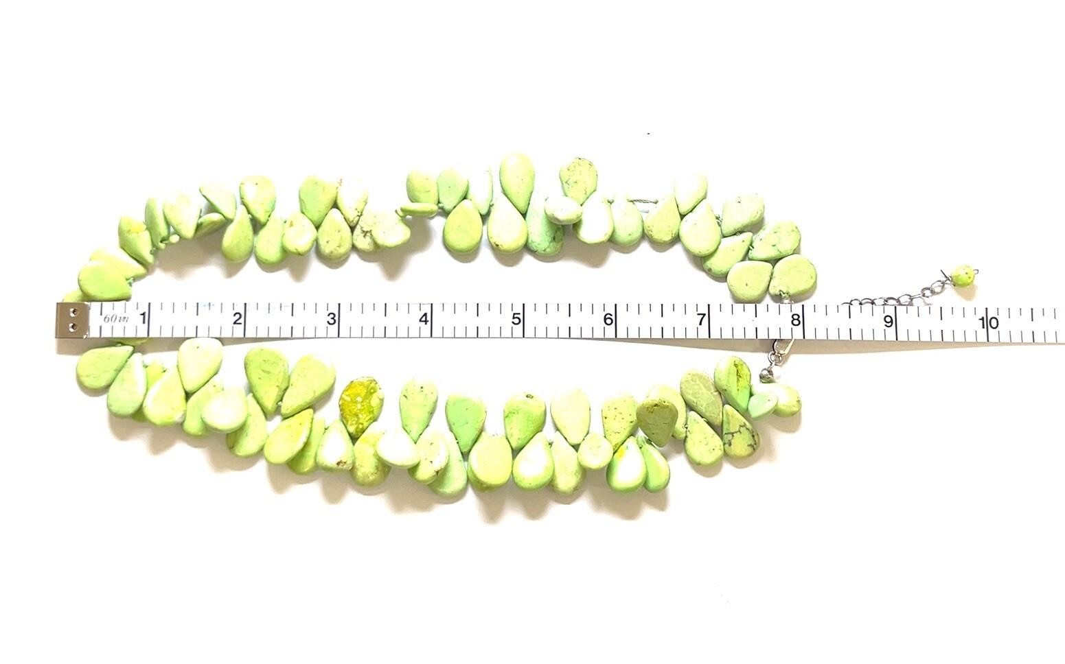 16”-20” Green Teardrop Turquoise Necklace w/ 925 SS Clasp 72.5g - Image 7