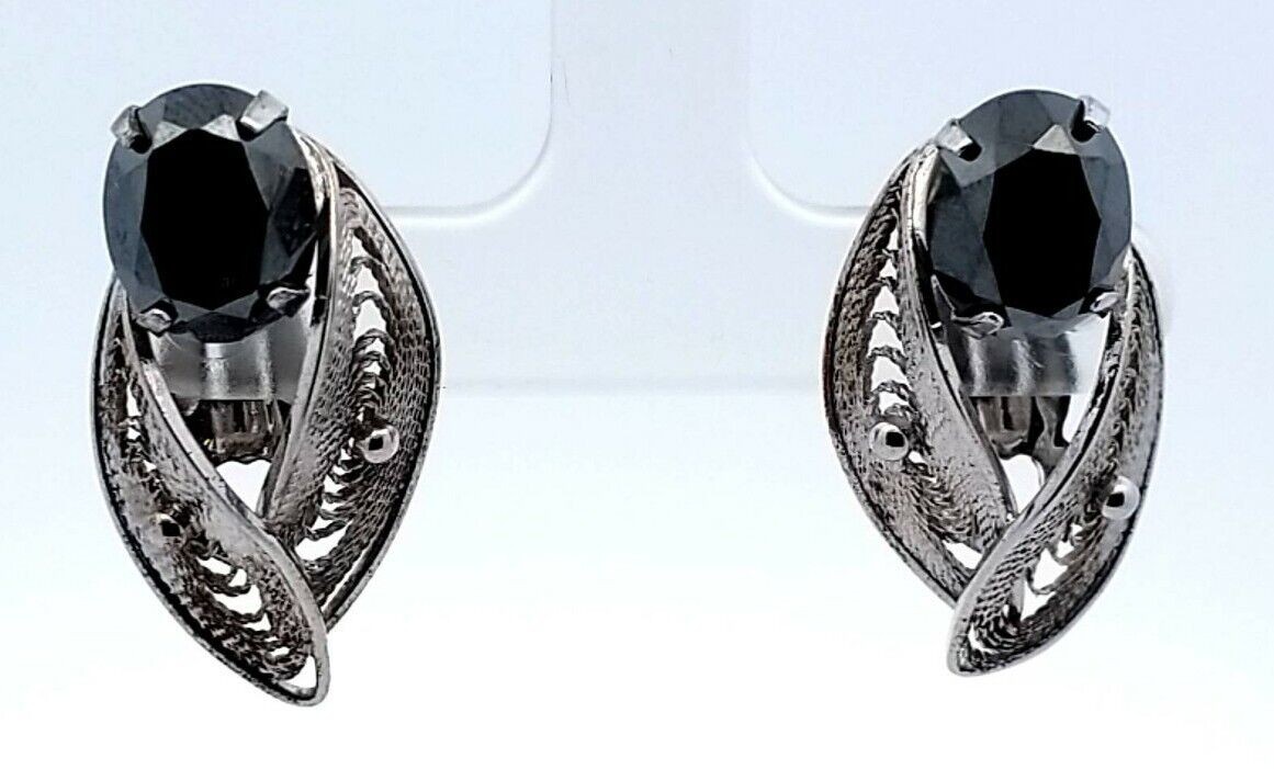 Sorrento Sterling Hematite Filigree Hinged Bangle Bracelet&Clip on Earrings Set - Image 3