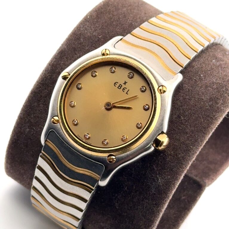 28mm EBEL Classic Wave Two-Tone 18k Gold Bezel Diamond Markers Ladies Wristwatch