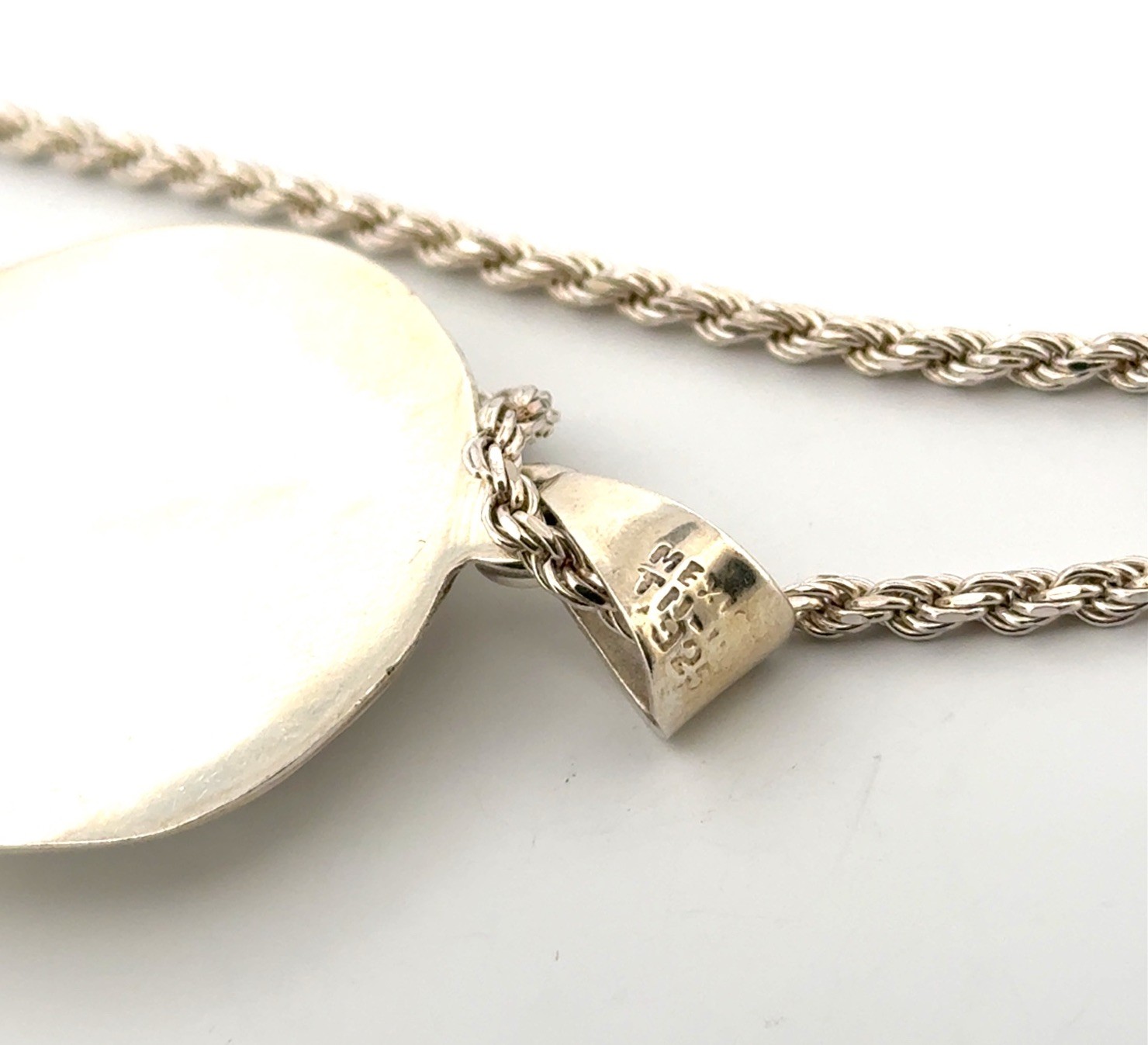 24” Mexico 925 Sterling Silver Sand Dollar Pendant Rope Chain Necklace 36.9g - Image 4