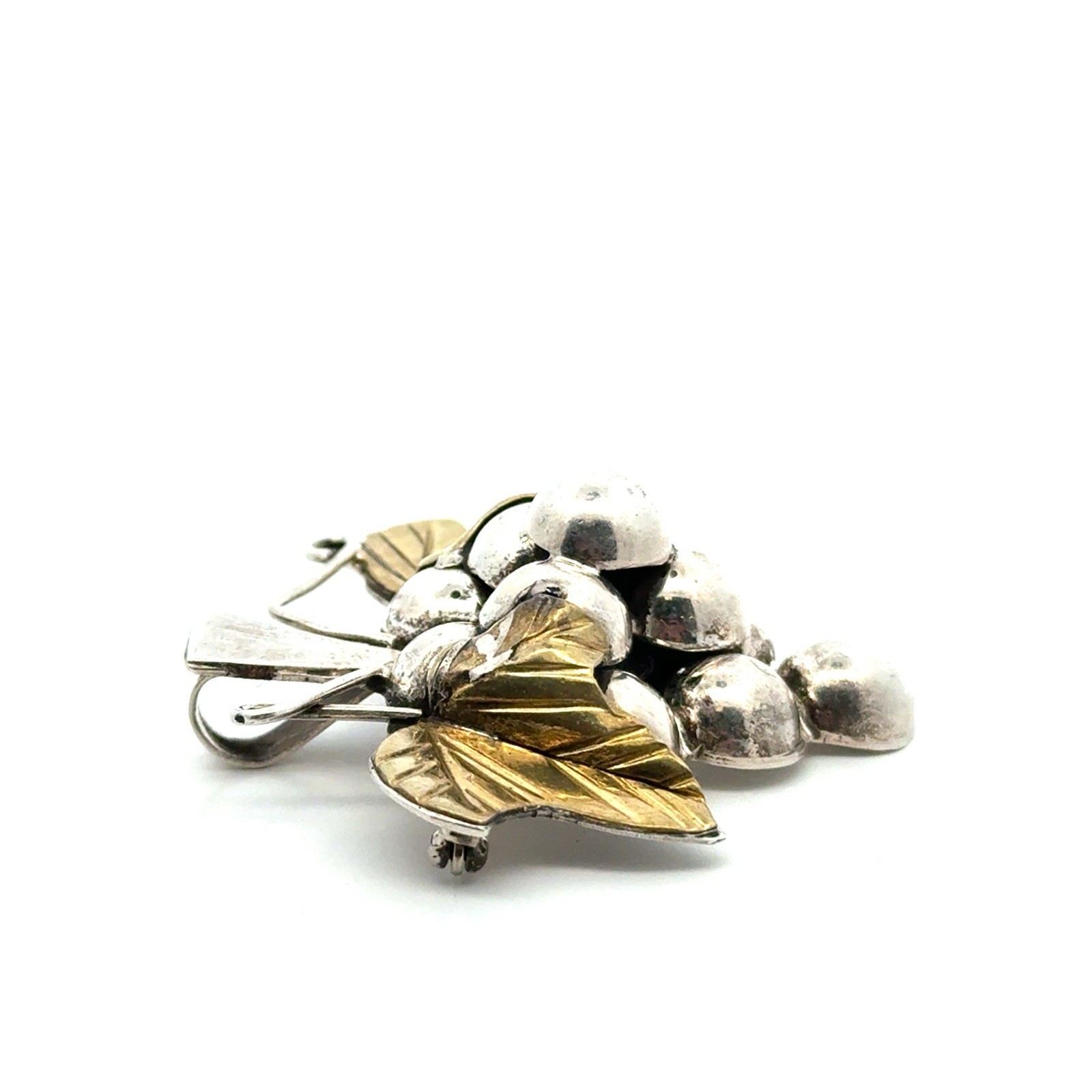 Taxco Mexico 925 Sterling Silver & Brass Grape Cluster Pendant/Brooch, 21.8g - Image 6
