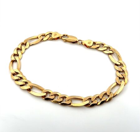 9” x 8.7mm Heavy Italian 10k Yellow Gold Polished Figaro Link Bracelet 22.85g