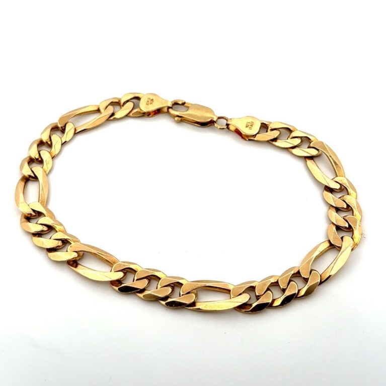 9” x 8.7mm Heavy Italian 10k Yellow Gold Polished Figaro Link Bracelet 22.85g