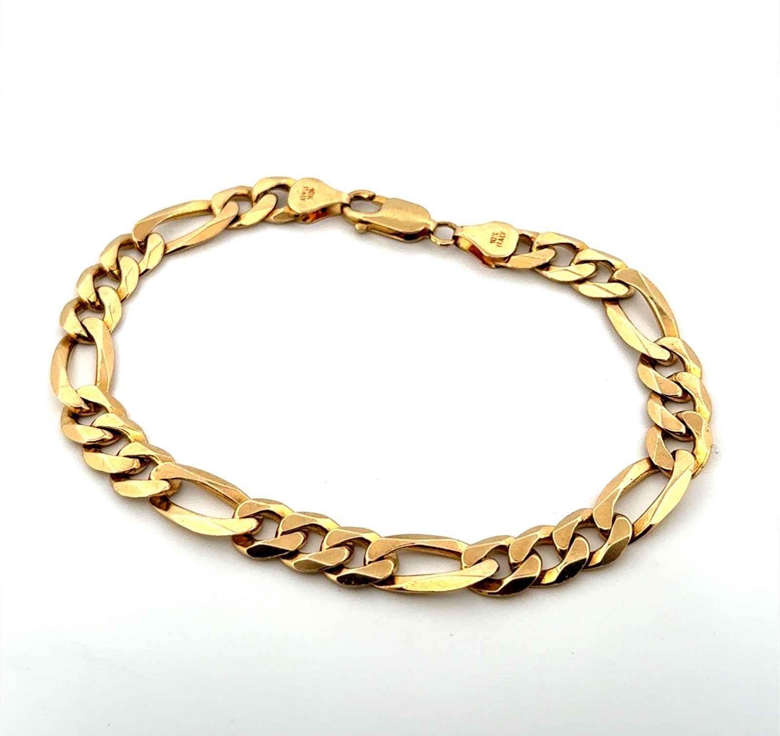 9” x 8.7mm Heavy Italian 10k Yellow Gold Polished Figaro Link Bracelet 22.85g