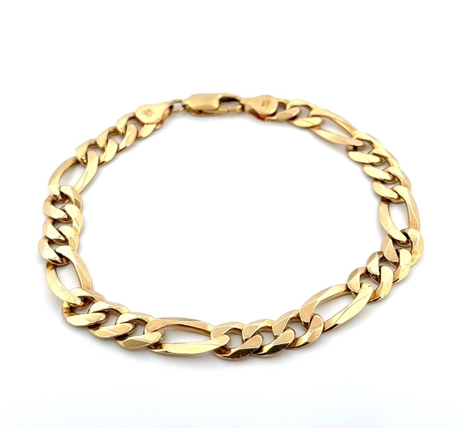 9” x 8.7mm Heavy Italian 10k Yellow Gold Polished Figaro Link Bracelet 22.85g - Image 2