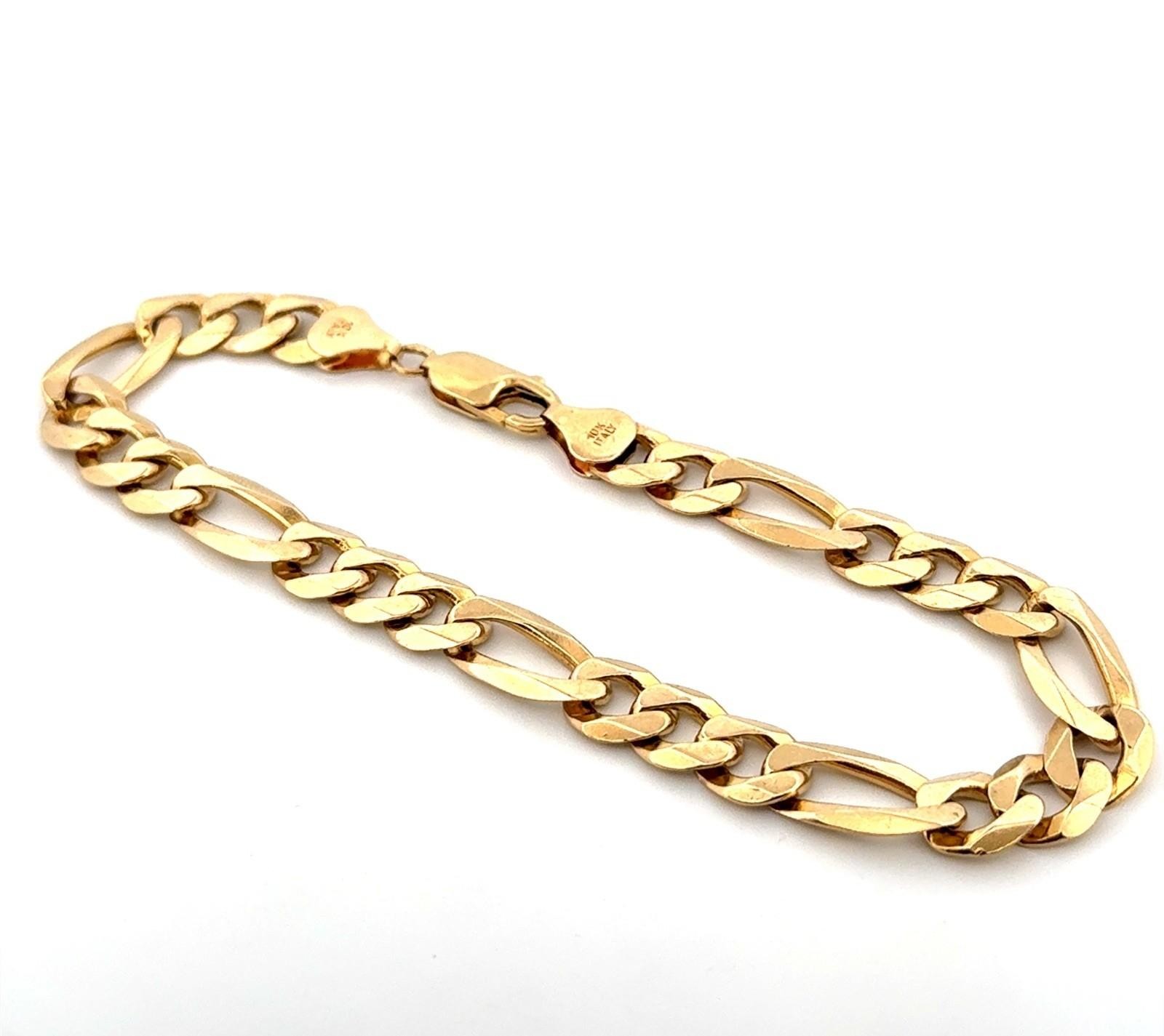 9” x 8.7mm Heavy Italian 10k Yellow Gold Polished Figaro Link Bracelet 22.85g - Image 3