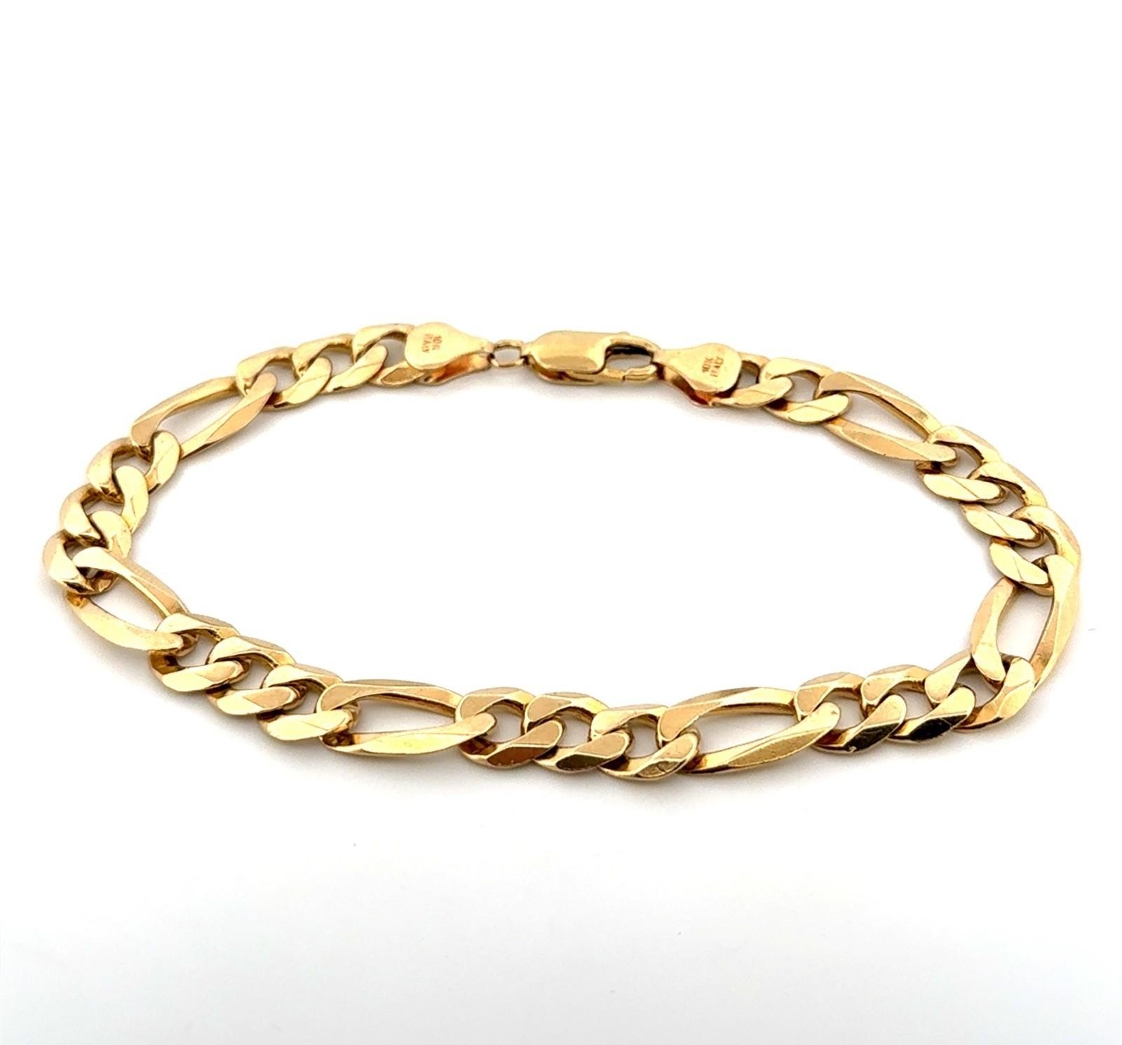 9” x 8.7mm Heavy Italian 10k Yellow Gold Polished Figaro Link Bracelet 22.85g - Image 4