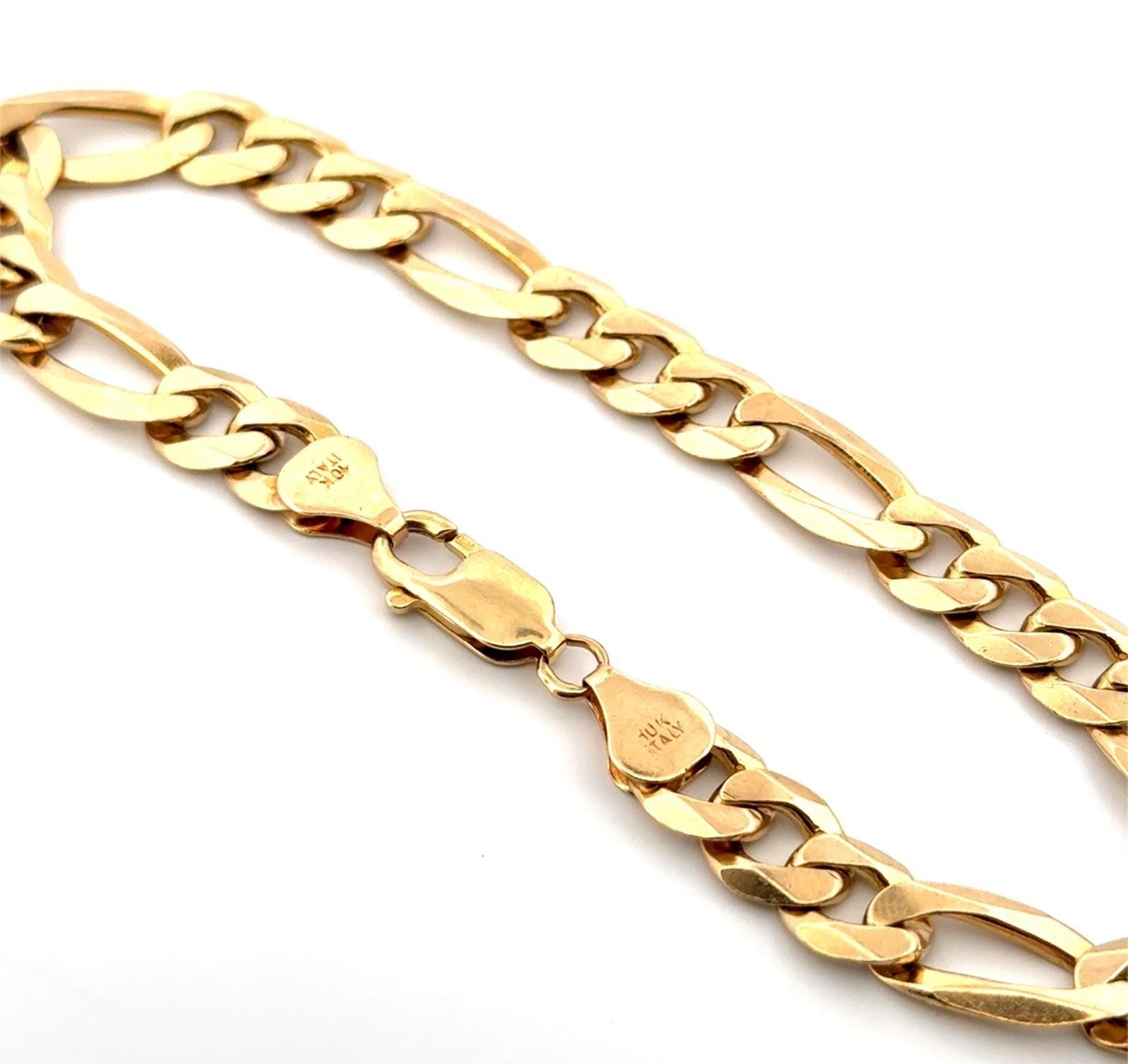 9” x 8.7mm Heavy Italian 10k Yellow Gold Polished Figaro Link Bracelet 22.85g - Image 5