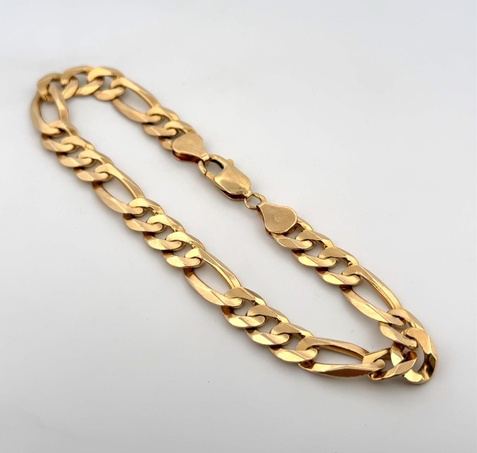 9” x 8.7mm Heavy Italian 10k Yellow Gold Polished Figaro Link Bracelet 22.85g - Image 6