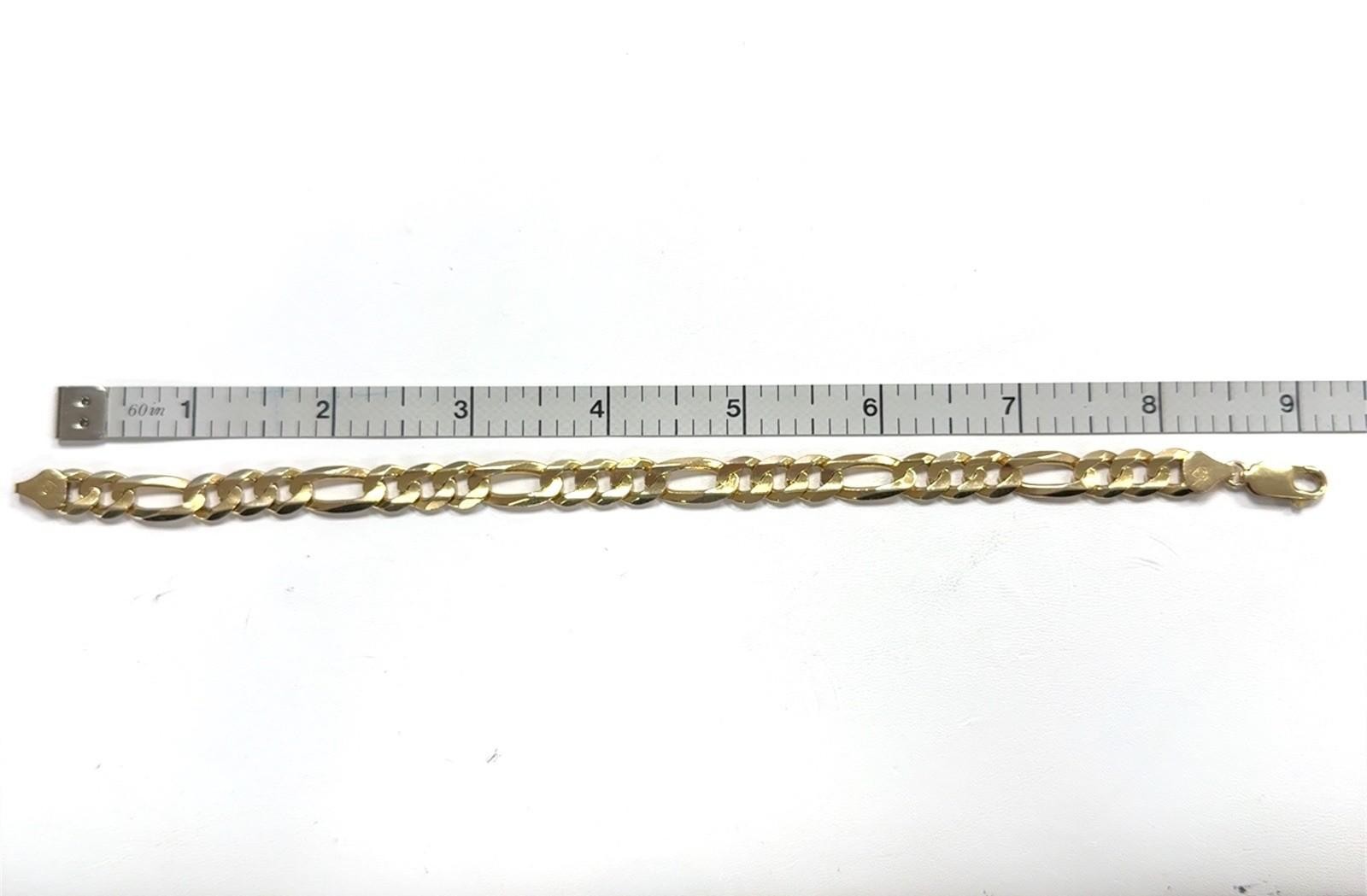 9” x 8.7mm Heavy Italian 10k Yellow Gold Polished Figaro Link Bracelet 22.85g - Image 11