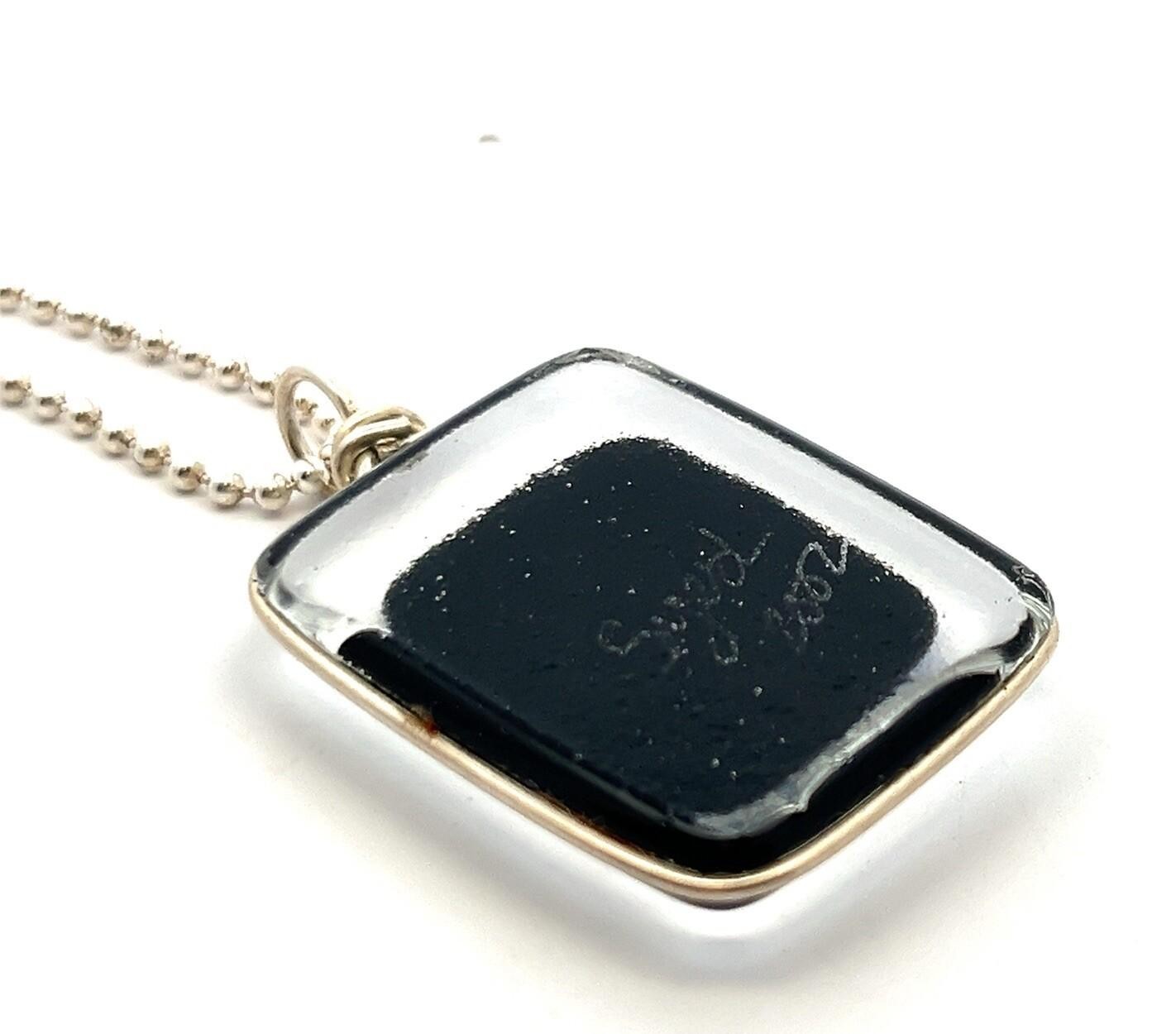 24” 925 Sterling Silver Bead Chain w/ Blue Clear Glass Pendant 17.3g - Image 5
