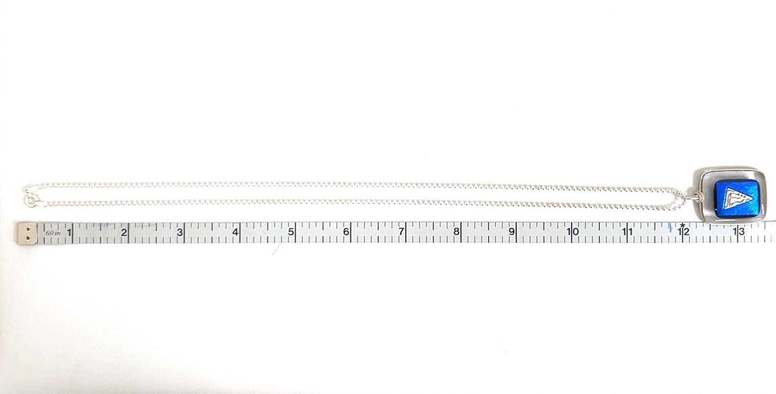 24” 925 Sterling Silver Bead Chain w/ Blue Clear Glass Pendant 17.3g - Image 8