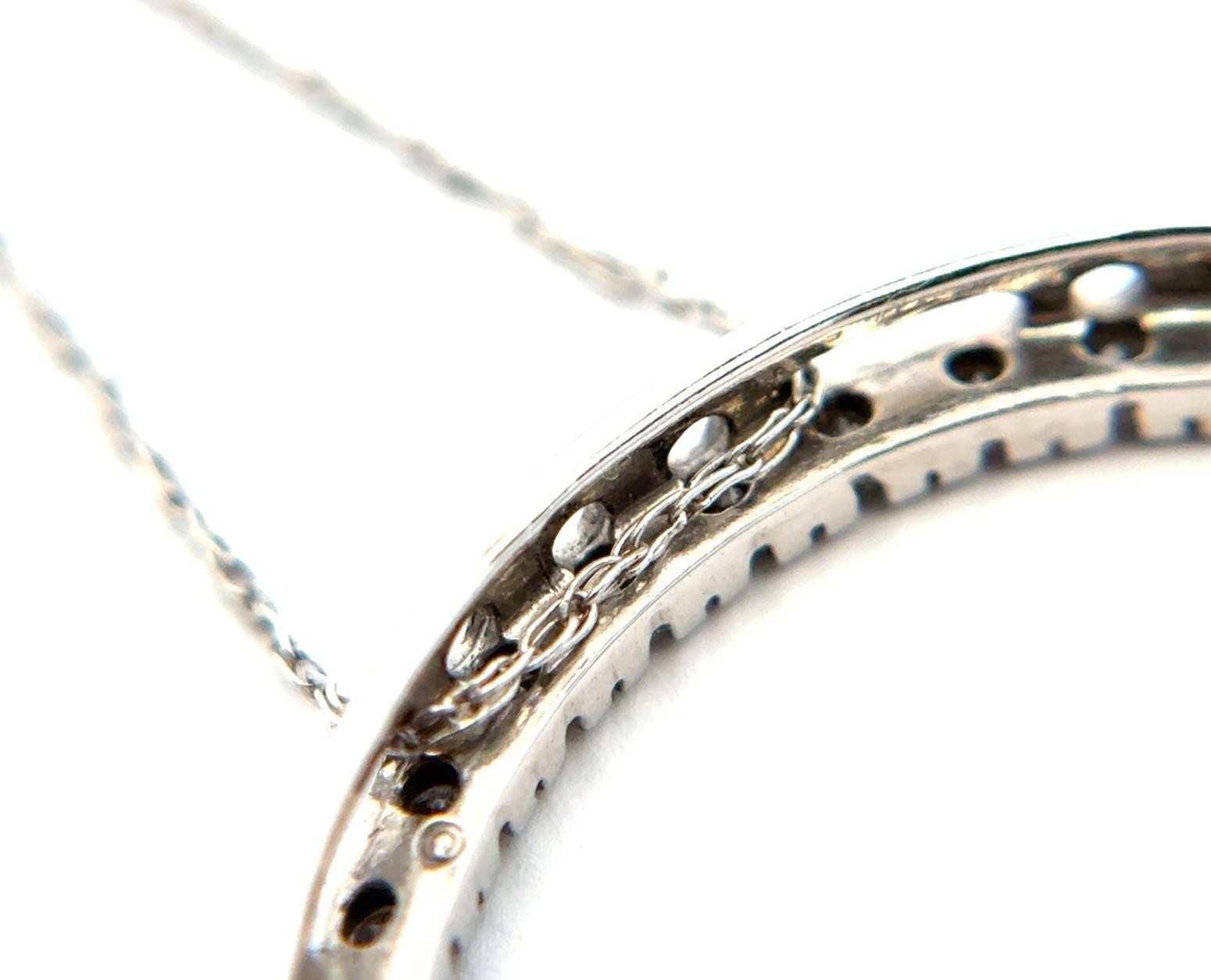 17” Dainty 14k White Gold Diamond Circle Pendant on 14k White Gold Chain 2.6g - Image 7