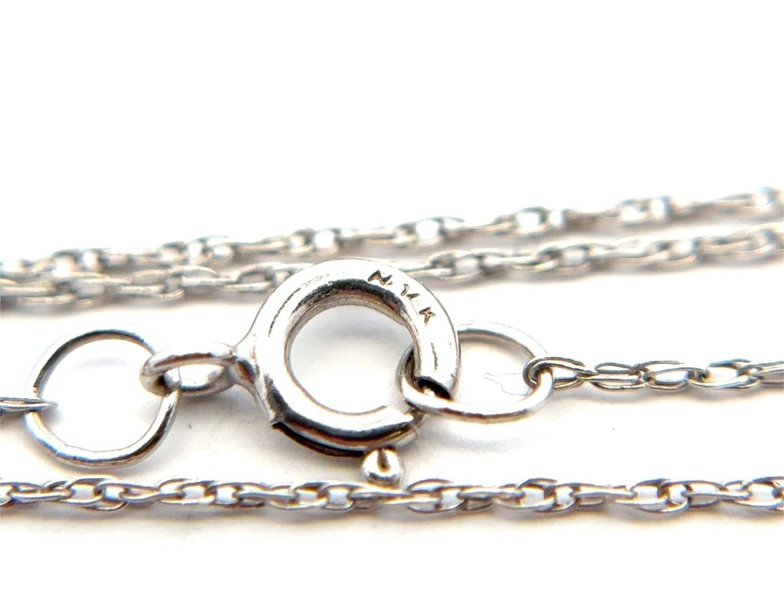 17” Dainty 14k White Gold Diamond Circle Pendant on 14k White Gold Chain 2.6g - Image 8