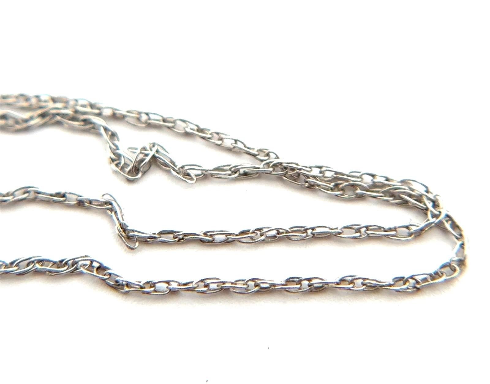17” Dainty 14k White Gold Diamond Circle Pendant on 14k White Gold Chain 2.6g - Image 9