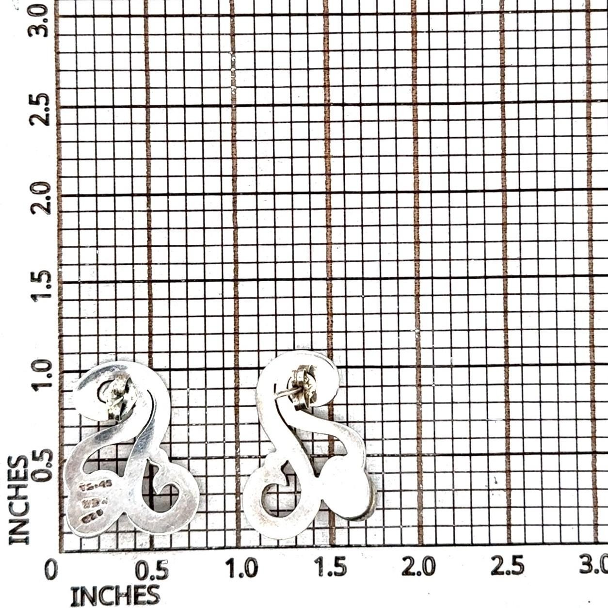 .925 Sterling Silver Mexico Tigris’s Eye Earrings, 11.1g - Image 5