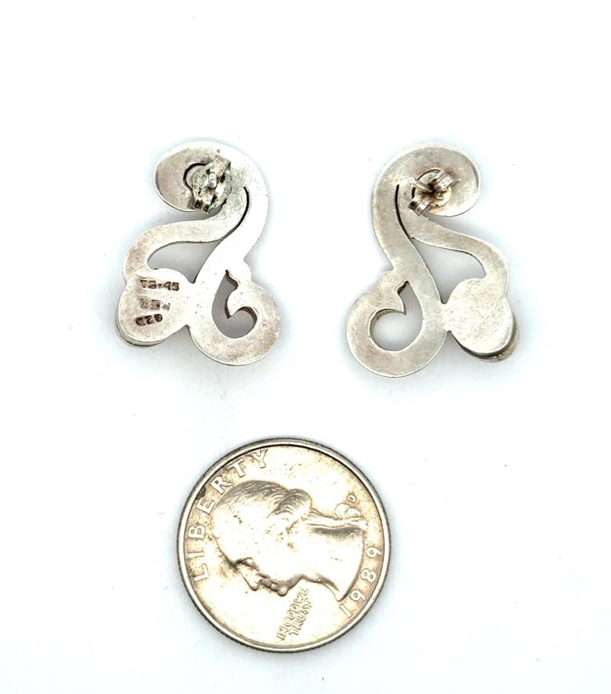 .925 Sterling Silver Mexico Tigris’s Eye Earrings, 11.1g - Image 8