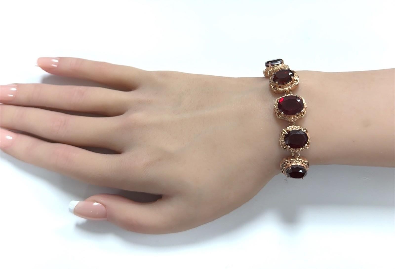 7.5” Rose Gold Vermeil 925 Sterling Silver Red Lab Spinel Bracelet 18.5g - Image 6