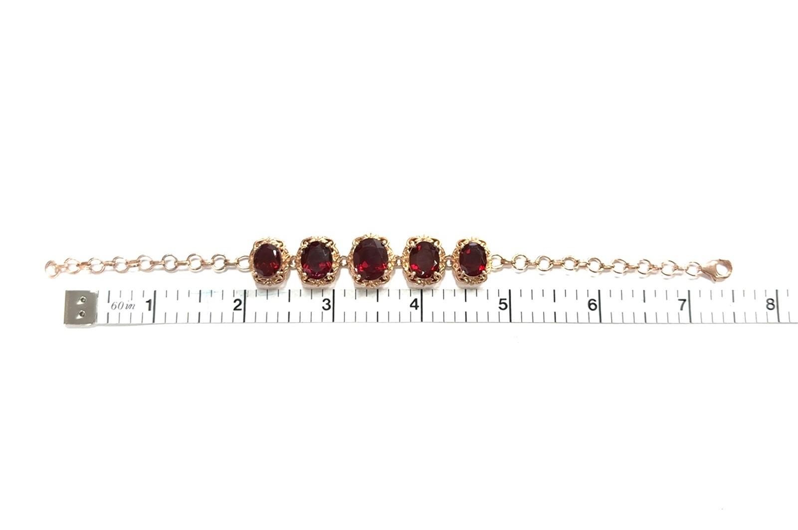 7.5” Rose Gold Vermeil 925 Sterling Silver Red Lab Spinel Bracelet 18.5g - Image 8