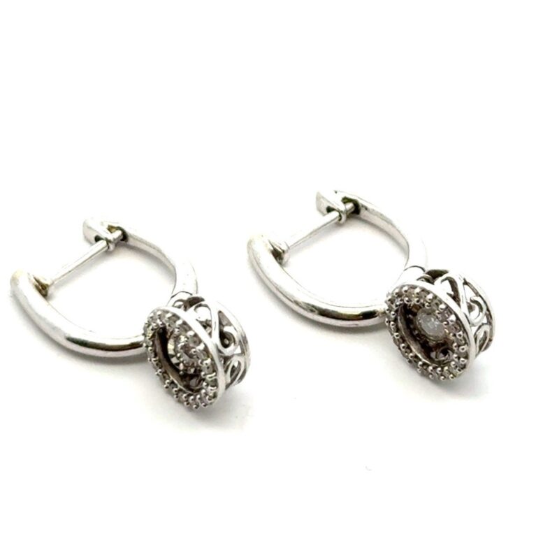 Kay Diamond in Rhythm 10k White Gold Diamond Halo Earrings 3.6g