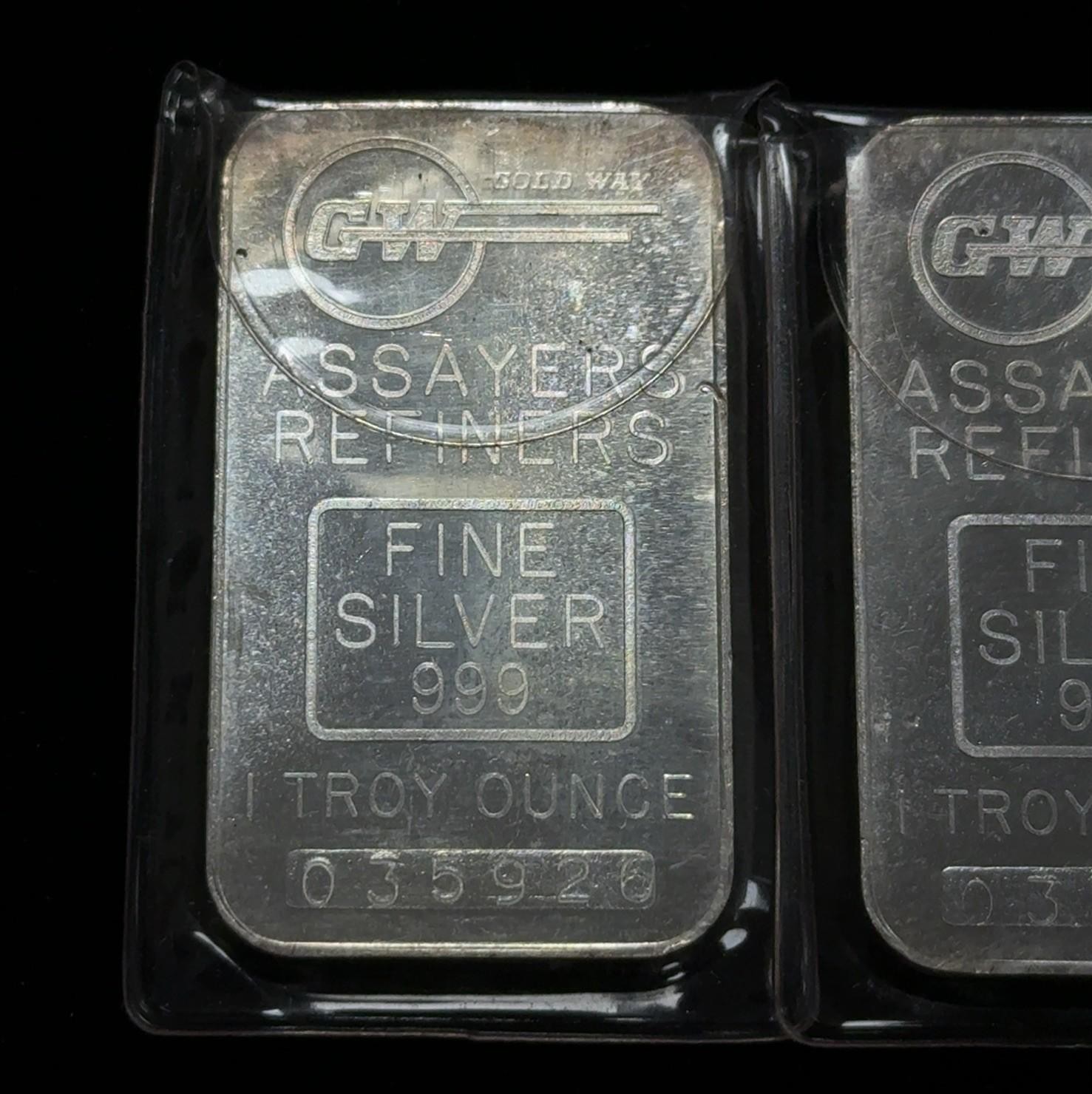 Lot of (2) - Vintage Gold Way Assayers Refiners 1oz .999 Fine Silver Bars - Image 3
