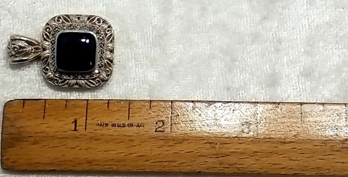 Vintage 925 Silver Black Onyx & Marcasite Pendant With Matching Earrings Set - Image 6