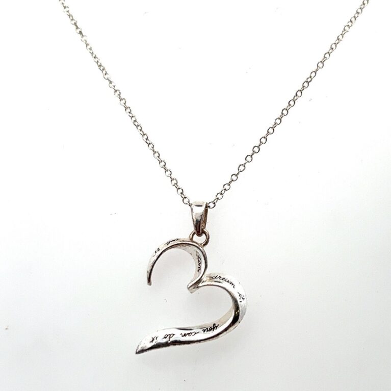 18” 925 Sterling Silver Open Heart Disney Necklace 2.8g