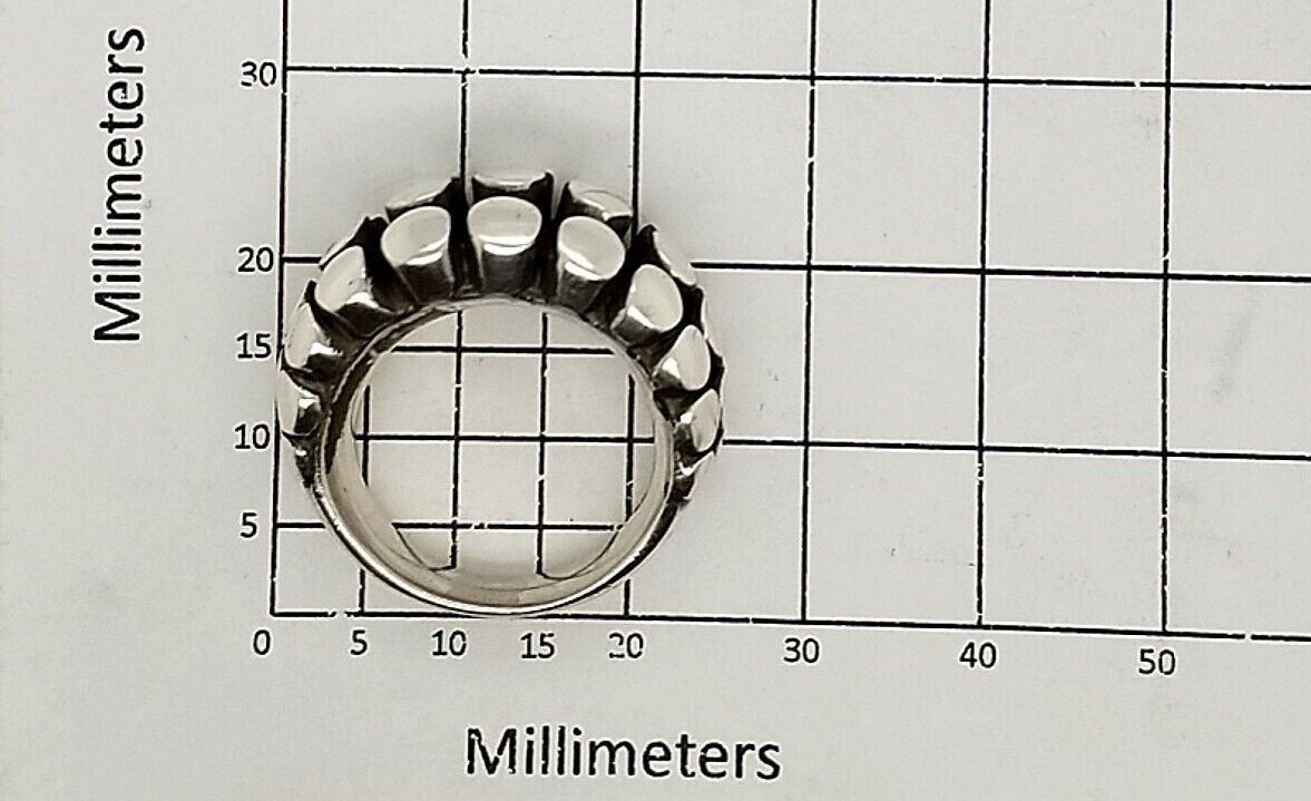 Solid Designer 925 Sterling Silver Dot Ring 17.1 Grams Size 6 - Image 4