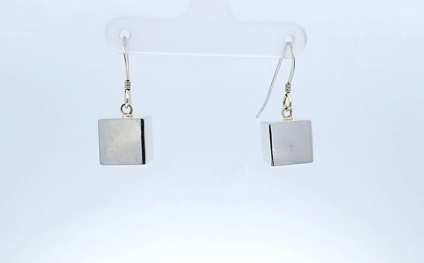 .925 Sterling Silver Square Box Earrings 5.7 Grams