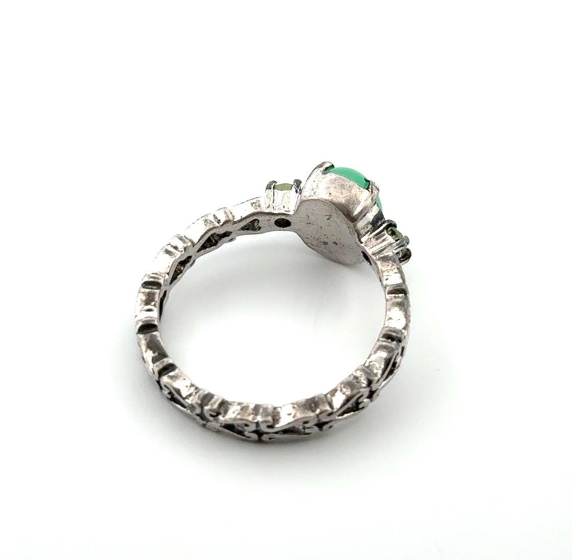 STS Jewels 925 Sterling Silver Green Jade Cabochon Peridot Ring Size: 7 - Image 7