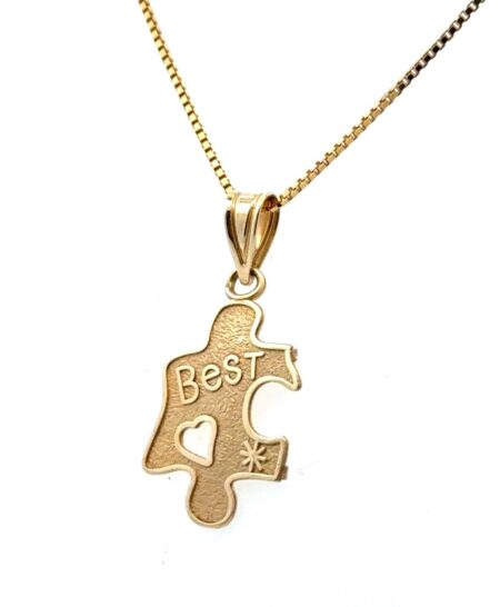 16” Michael Anthony 14k Yellow Gold “Best” Puzzle Piece Pendant Box Chain 2.2g