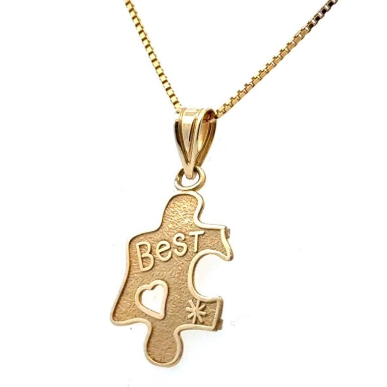 16” Michael Anthony 14k Yellow Gold “Best” Puzzle Piece Pendant Box Chain 2.2g
