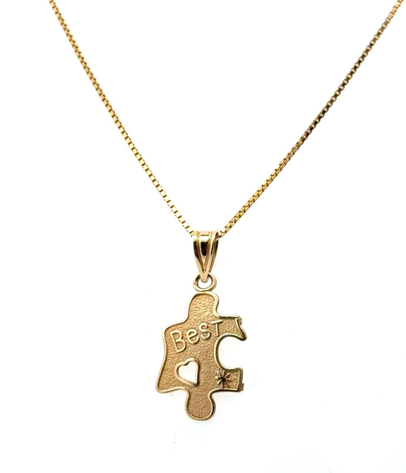 16” Michael Anthony 14k Yellow Gold “Best” Puzzle Piece Pendant Box Chain 2.2g - Image 2