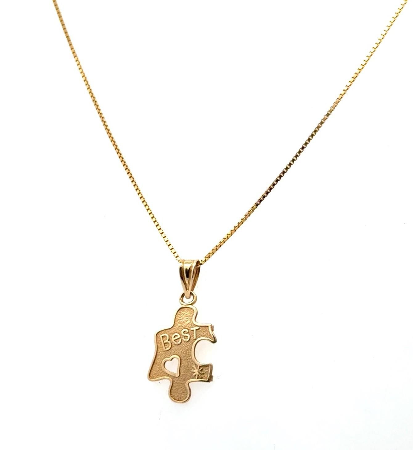 16” Michael Anthony 14k Yellow Gold “Best” Puzzle Piece Pendant Box Chain 2.2g - Image 3