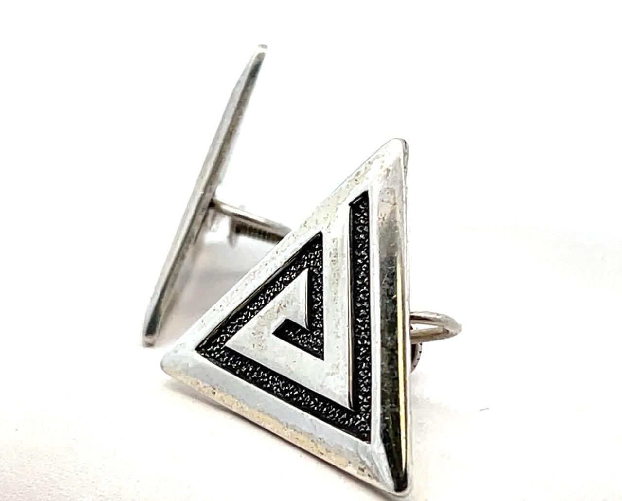 Vintage .925 Sterling Silver Screw Back Triangle Earrings 7.4g - Image 4