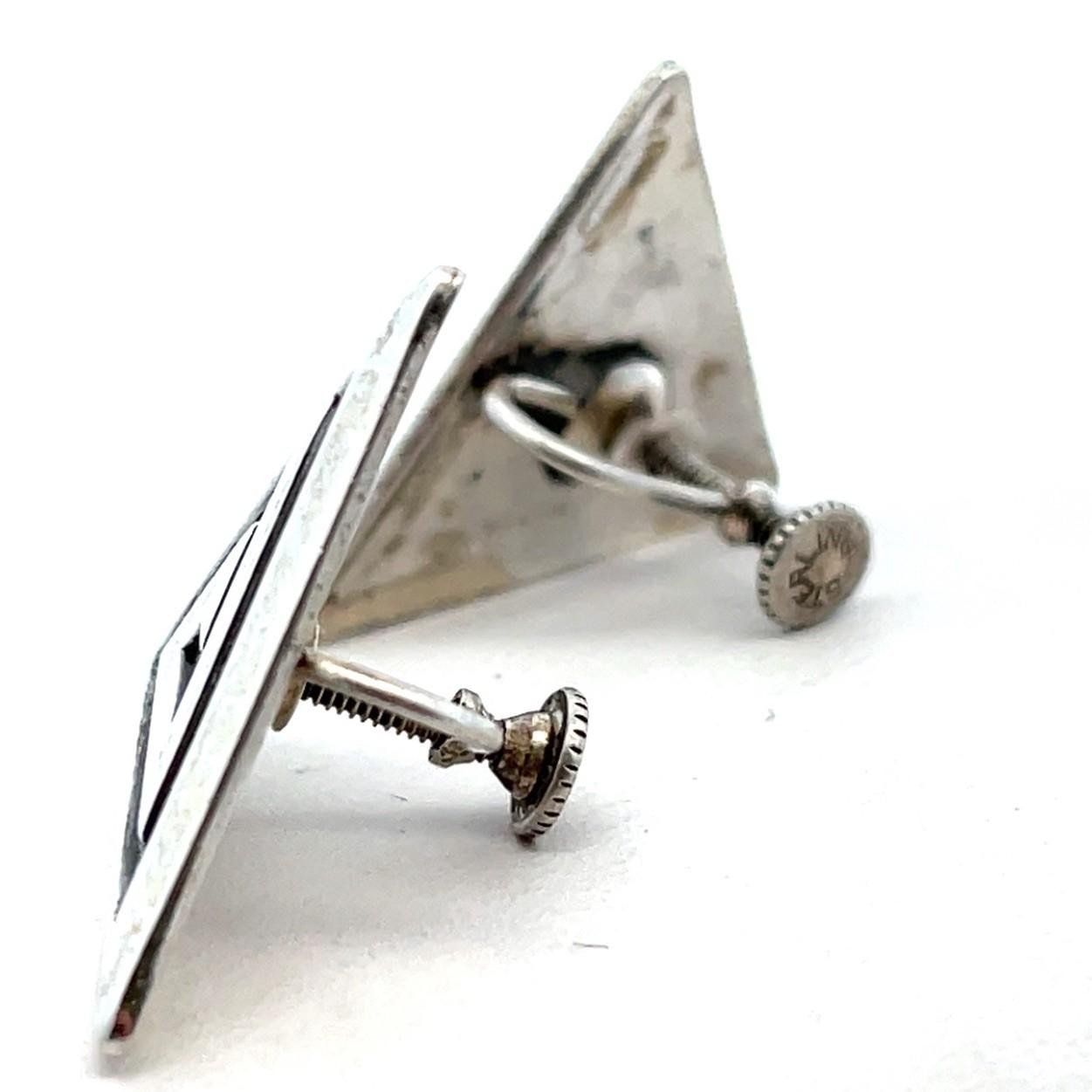 Vintage .925 Sterling Silver Screw Back Triangle Earrings 7.4g - Image 5