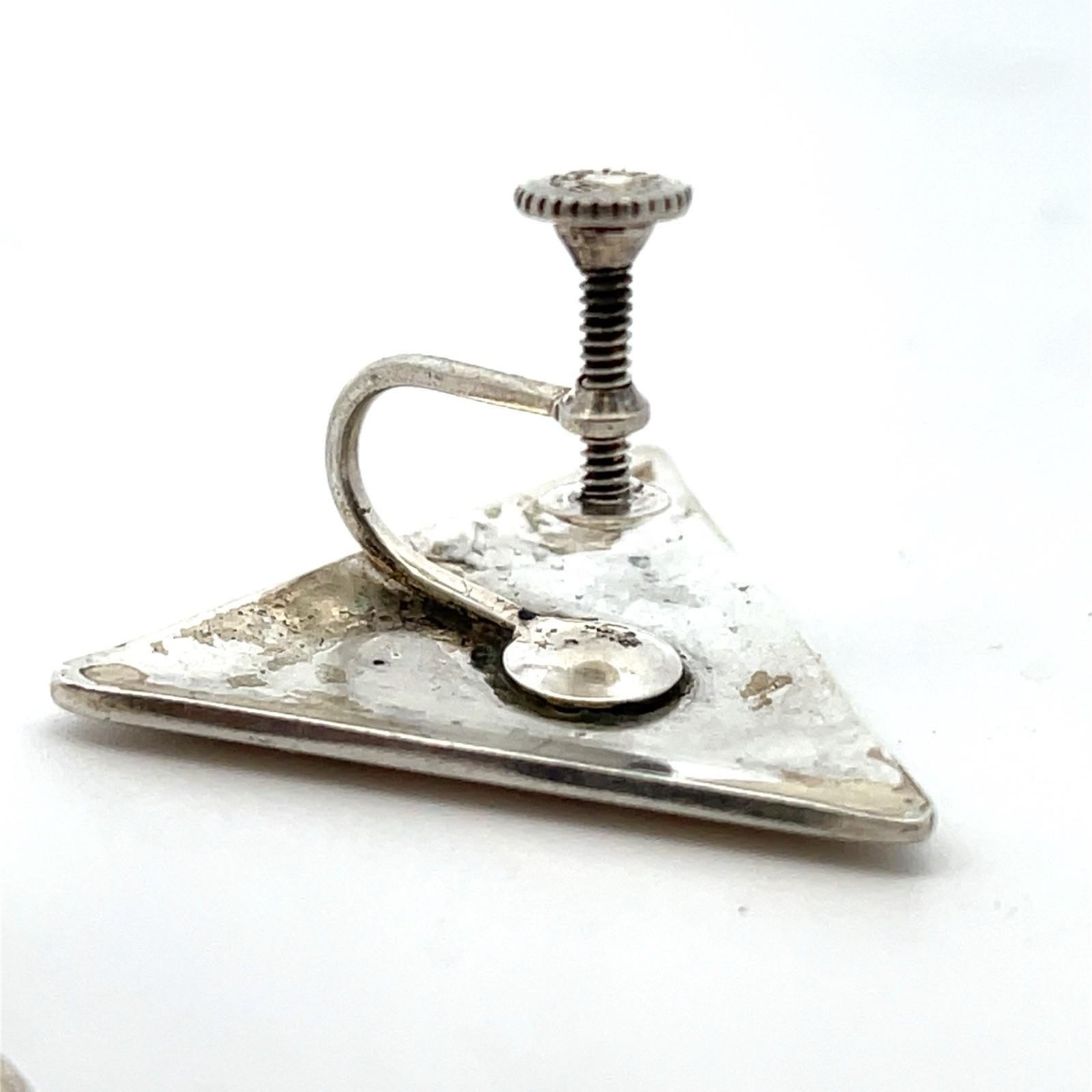 Vintage .925 Sterling Silver Screw Back Triangle Earrings 7.4g - Image 12
