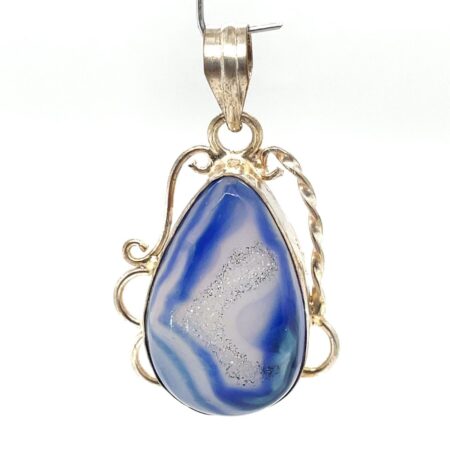 Sterling Silver Blue Druzy Geode Pendant