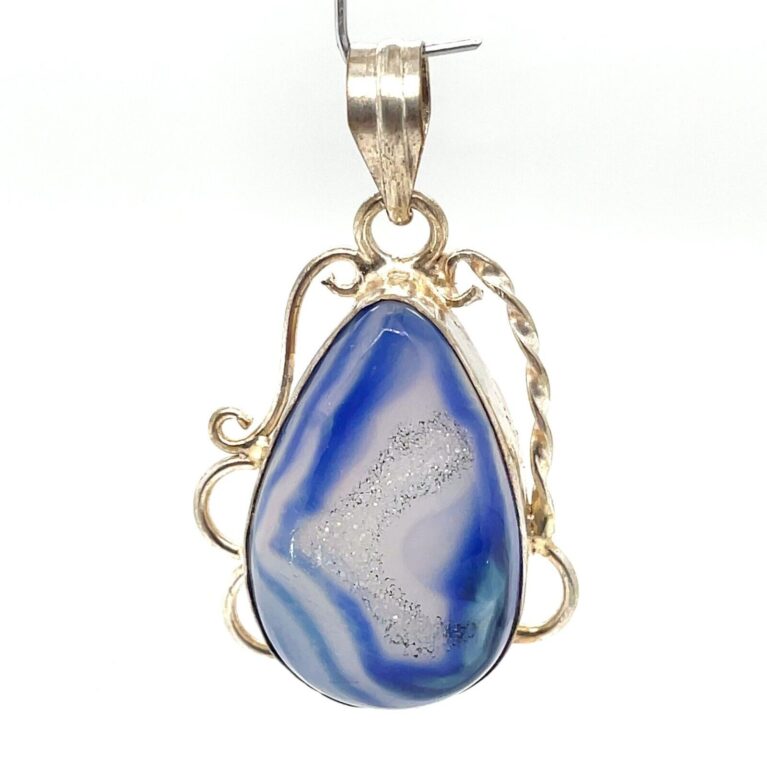 Sterling Silver Blue Druzy Geode Pendant