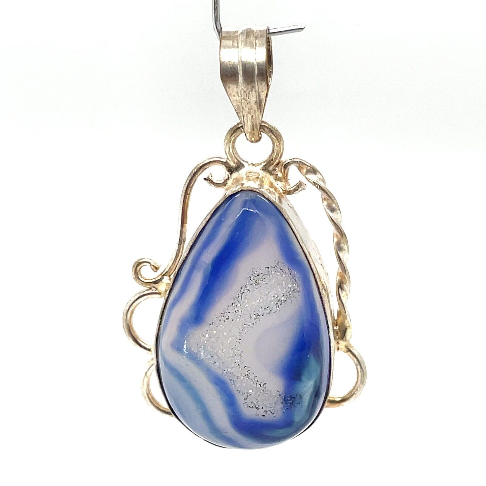 Sterling Silver Blue Druzy Geode Pendant