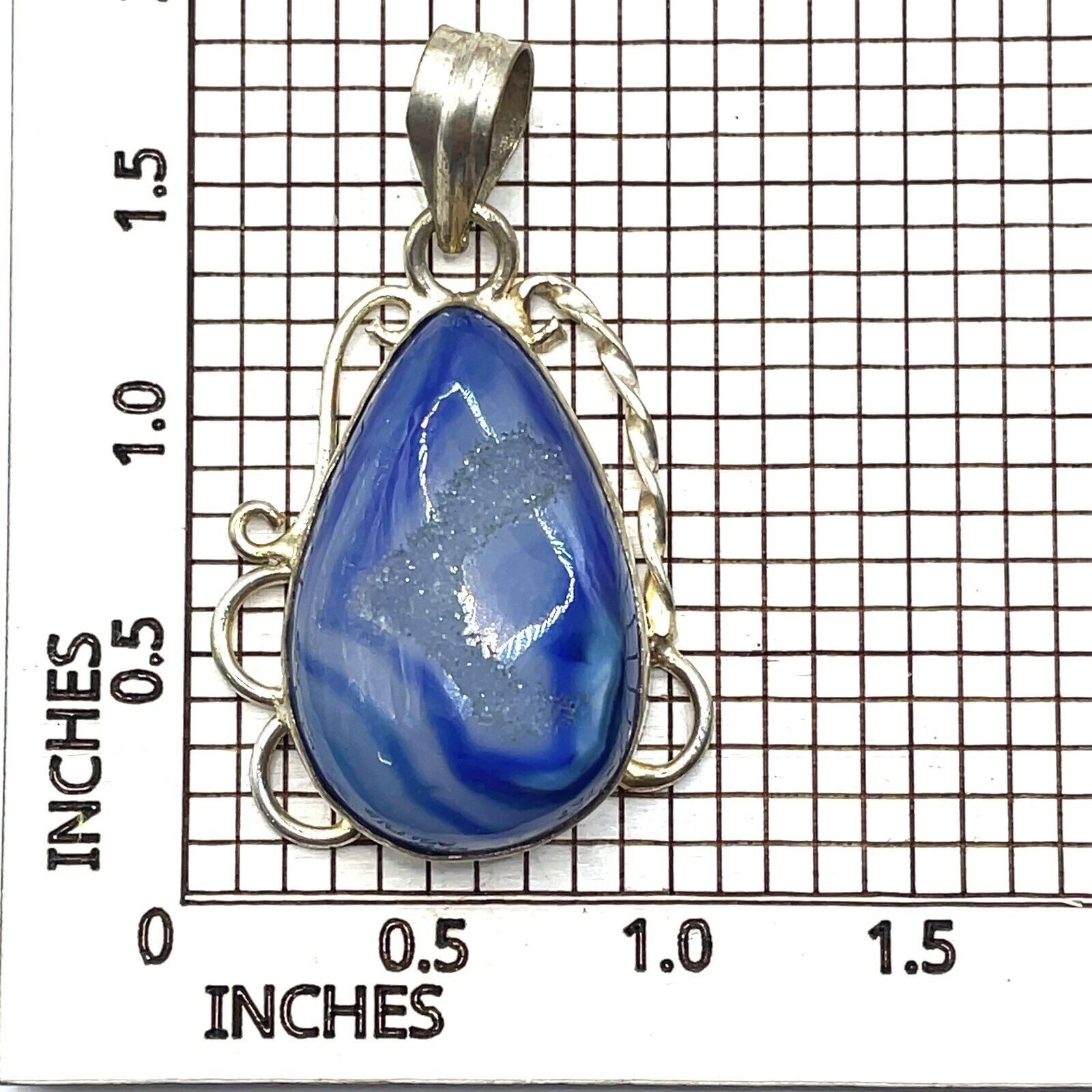 Sterling Silver Blue Druzy Geode Pendant - Image 6