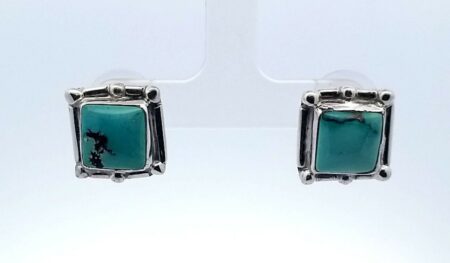S.Jack Sterling Silver & Turquoise Square Earrings 6.3 Grams