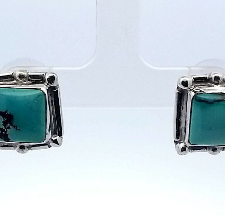 S.Jack Sterling Silver & Turquoise Square Earrings 6.3 Grams