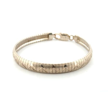 7.75” x 7.5mm ZigZag 925 Sterling Silver Omega Bracelet 16.3g