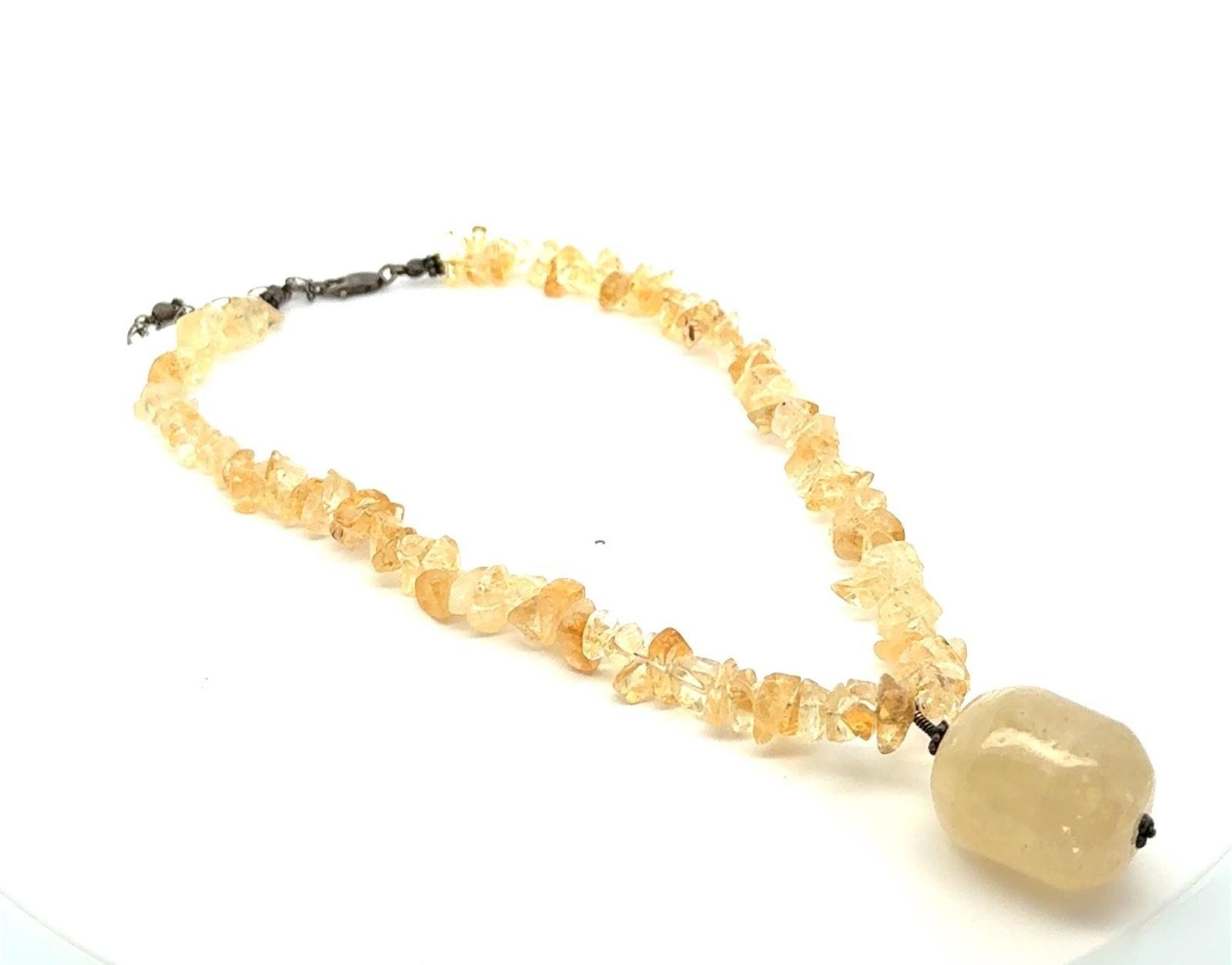14-17” Adjustable 925 Sterling Silver Yellow Citrine Chip Pendant Necklace 50.5g - Image 2