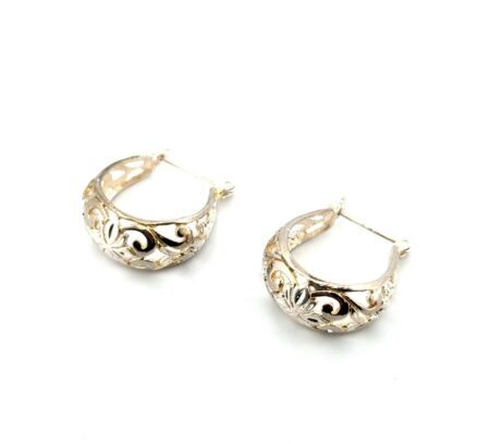 Vintage 925 Sterling Silver Open Work Filigree Hoop Earrings 7.5g