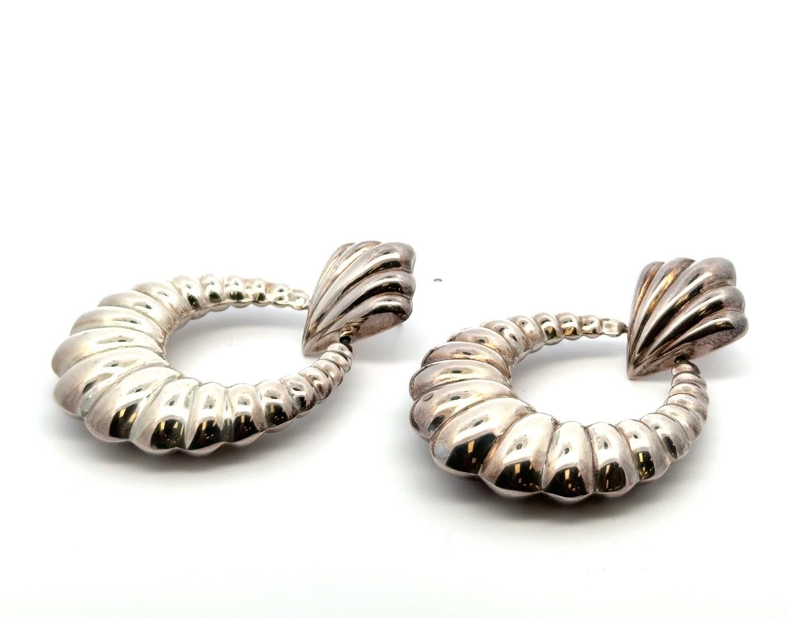 Large 925 Sterling Silver Seashell Oceanic Drop Dangle Earrings 21.9g - Image 2